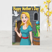 Moederdag kaart voor mama met gouden haar (Gele Bloem)