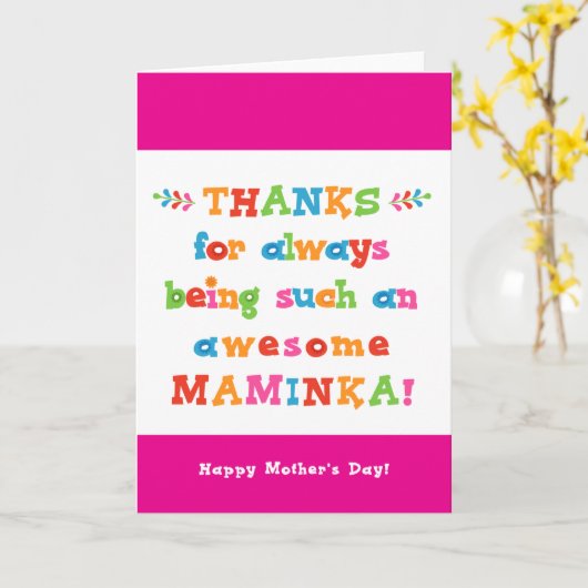 Moederdag Kaart voor Maminka (Gele Bloem)