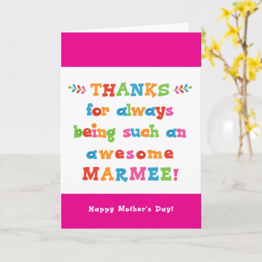 Moederdag Kaart voor Marmee (Gele Bloem)