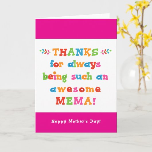 Moederdag Kaart voor Mema (Gele Bloem)