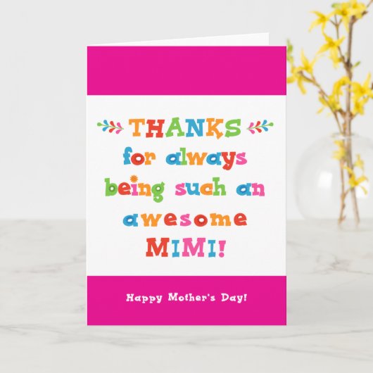 Moederdag Kaart voor Mimi (Gele Bloem)