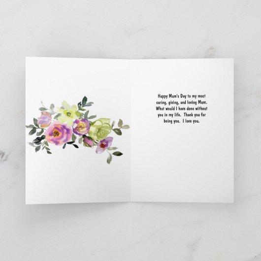 Moederdag Kaart voor mum Limoen en roze bloemen (Binnen)