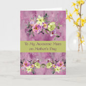 Moederdag Kaart voor mum Limoen en roze bloemen (Gele Bloem)