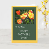 Moederdag Kaart voor Nichtje - 'Tulpen' (Gele Bloem)