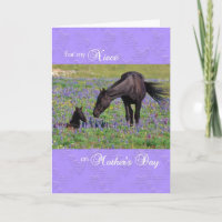 Moederdag Kaart voor Niece, Mustang Mare w / Veule