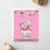 Moederdag Kaart voor oma in roze Notitiekaartje (Voorkant / Achterkant in situ)