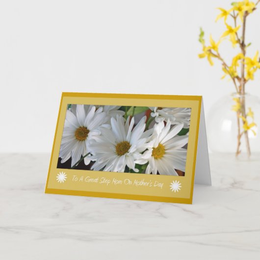 Moederdag Kaart voor stap mama (Gele Bloem)