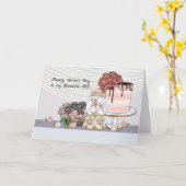 Moederdag Kaart voor vrouw met Cake & Cadeaus (Gele Bloem)