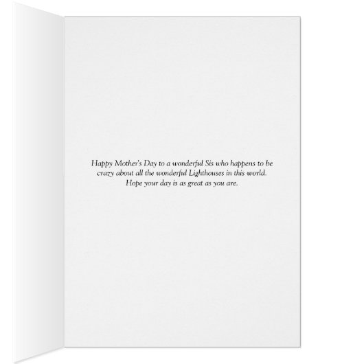 Moederdag Kaart voor Zis met vuurtoren (Binnen (Rechts))
