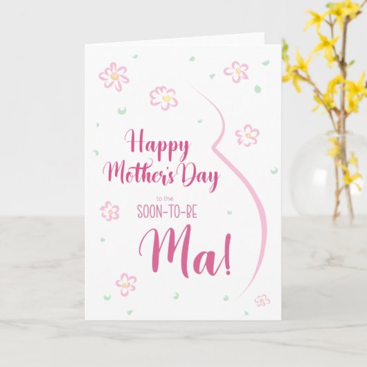 Moederdag Kaart voor zwangere moeder (Gele Bloem)