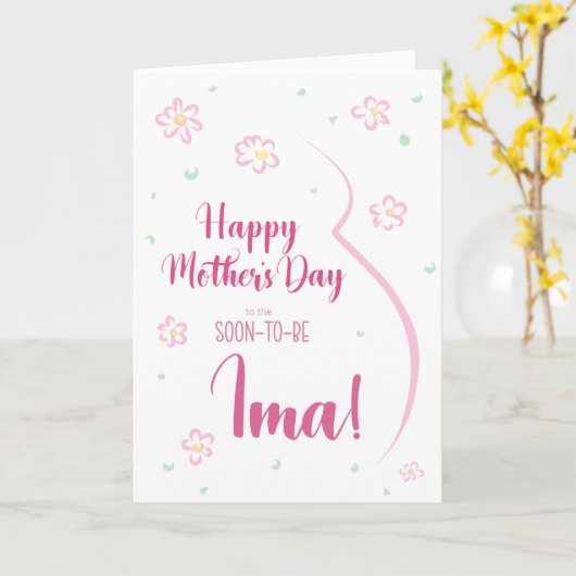 Moederdag Kaart voor zwangere vrouwen (Gele Bloem)