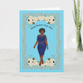 Moederdag Kaart voor Zwart Moeder Blauw met Bloeme (Voorkant)