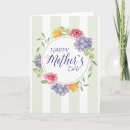 Moederdag Kaart w- Waterverf Bloemenkrans