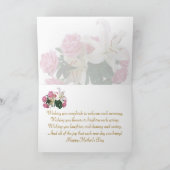 Moederdag kaart - Witte lelies en roze rozen (Binnen)