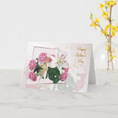 Moederdag kaart - Witte lelies en roze rozen (Gele Bloem)