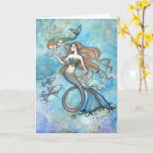 Moederdag Kaart Zeemeermin en Kind (Gele Bloem)