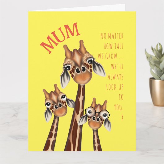 Moederdag kaart - Zoete Giraffe familie (Kleine Plant)