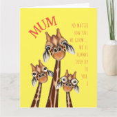 Moederdag kaart - Zoete Giraffe familie (Voorkant)