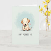Moederdag kaart Zoete Pup (Gele Bloem)