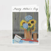 Moederdag Kaart Zonnebloem Boeket (Voorkant)