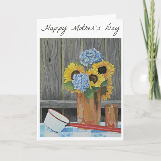 Moederdag Kaart Zonnebloem Boeket (Voorkant)
