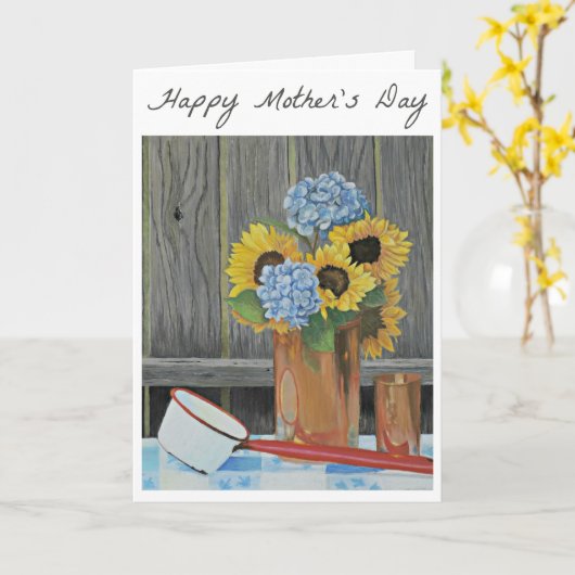 Moederdag Kaart Zonnebloem Boeket (Gele Bloem)