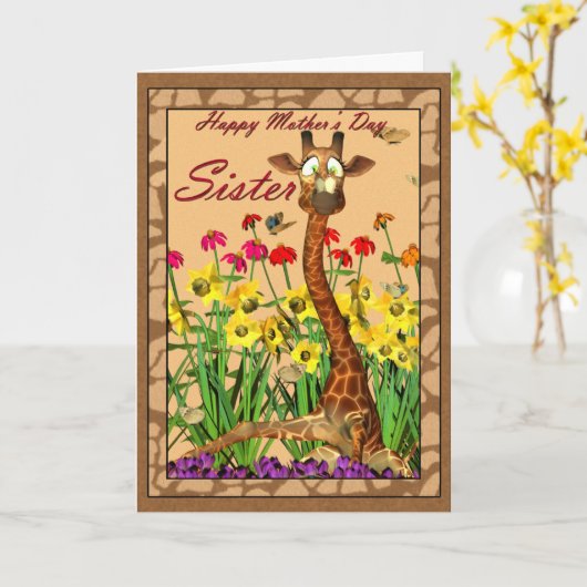 Moederdag Kaart, zus Kaart (Gele Bloem)