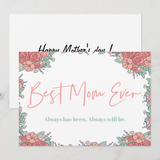 Moederdag kaarten Botanische Cute Sentimental (Voorkant / Achterkant)