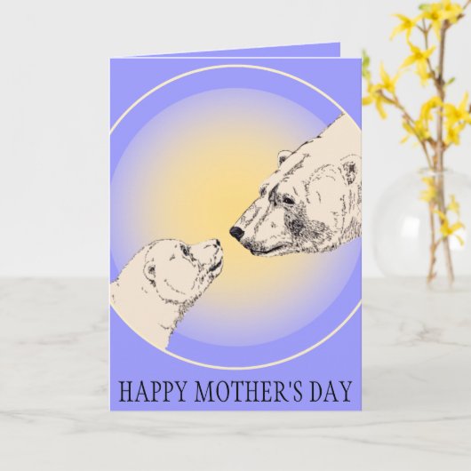 Moederdag Kaarten Polar Beer Wenskaart (Gele Bloem)