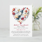 Moederdag kaas en wijn brunch uitnodiging (Staand voorkant)