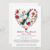 Moederdag kaas en wijn brunch uitnodiging (Voorkant / Achterkant)