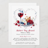 Moederdag kaas en wijn brunch uitnodiging (Voorkant / Achterkant)