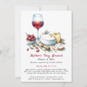 Moederdag kaas en wijn brunch uitnodiging (Voorkant)