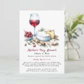 Moederdag kaas en wijn brunch uitnodiging (Staand voorkant)