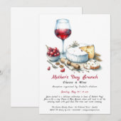 Moederdag kaas en wijn brunch uitnodiging (Voorkant / Achterkant)