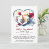 Moederdag kaas en wijn brunch uitnodiging (Staand voorkant)