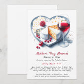 Moederdag kaas en wijn brunch uitnodiging (Voorkant / Achterkant)