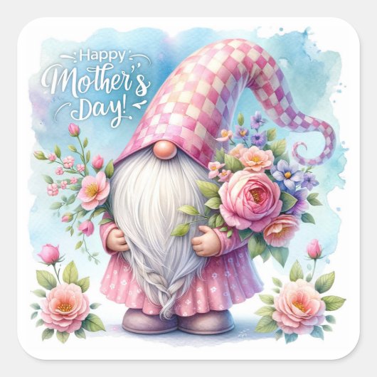 Moederdag Kabouter Liefde Vierkante Sticker (Voorkant)