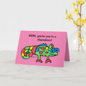 Moederdag Kameleon Roze Kaart (Gele Bloem)