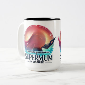 Moederdag kantoor cadeau Supermum AI kunst Tweekleurige Koffiemok