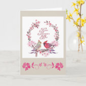 Moederdag kardinaal Floral Wreath Kaart (Gele Bloem)