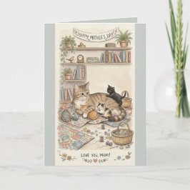 Moederdag Kat en Kittens Kaart