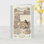 Moederdag Kat en Kittens Kaart (Gele Bloem)