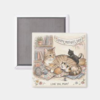 Moederdag Kat en Kittens Magneet
