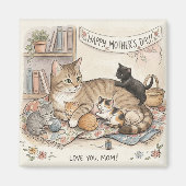 Moederdag Kat en Kittens Magneet (Voorkant)
