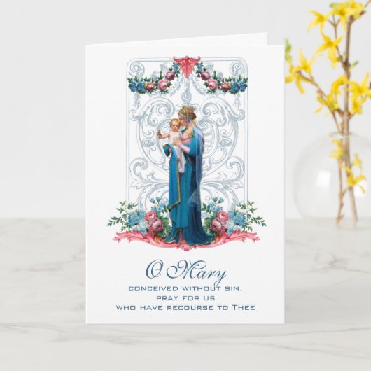 Moederdag Katholiek Maagd Maria Religieus Kaart (Gele Bloem)