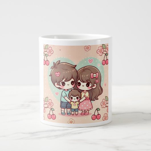 Moederdag, Kawaii en Sweet Cherry Grote Koffiekop (Voorkant)