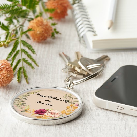 Moederdag Keepsake ronde Sleutelhanger (Zijkant)