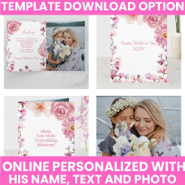 Moederdag Keepsake Waterverf Floral Kaart