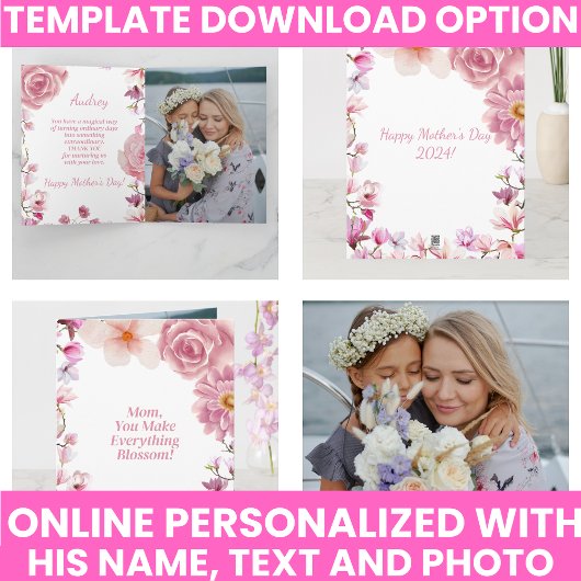 Moederdag Keepsake Waterverf Floral Kaart